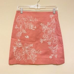 NWT Ann Taylor LOFT embroidered pink skirt